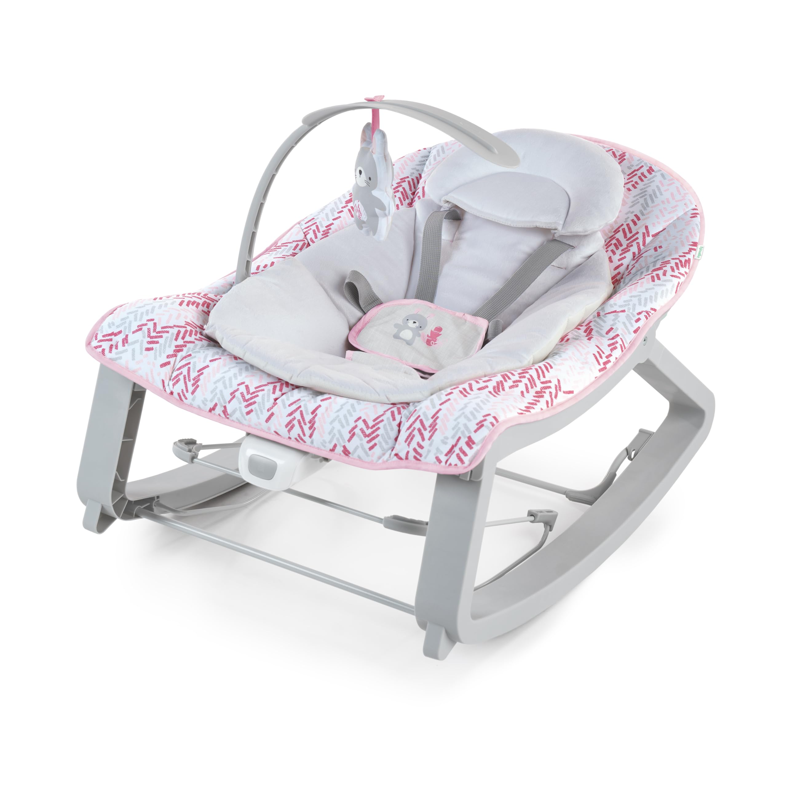 Front. JETRANSPORT - Keep Cozy 3-in-1 Grow With Me Vibrating Bouncer Seat & To Rocker Vibrations -toy Bar 0-30 Months Up 40 Lbs - Pink Lily.
