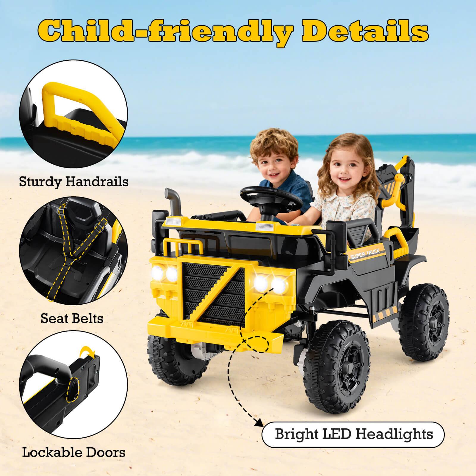 Child-friendly Details

- Sturdy Handrails
- Seat Belts
- Lockable Doors
- Bright LED Headlights