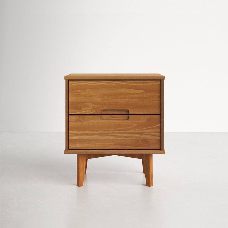 Angle. Hivvago - Hivvago Farmhouse 2 Drawer Solid Wood Nightstand Medium - Brown.