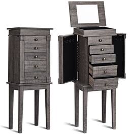 Ecooso - Standing Jewelry Cabinet with 5 Drawers, Top Flip Mirror and Organized Storage