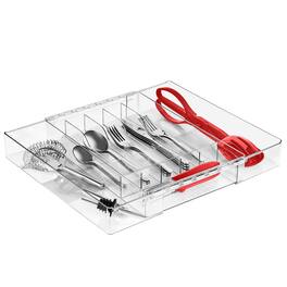 Sorbus - Expandable Silverware Organizer – Multipurpose Flatware and Kitchen Storage Solution - with 6 compartments - Clear