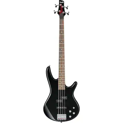 Front. Ibanez - Ibanez GIO Series GSR200 Electric Bass Guitar, Rosewood Fretboard, Black.