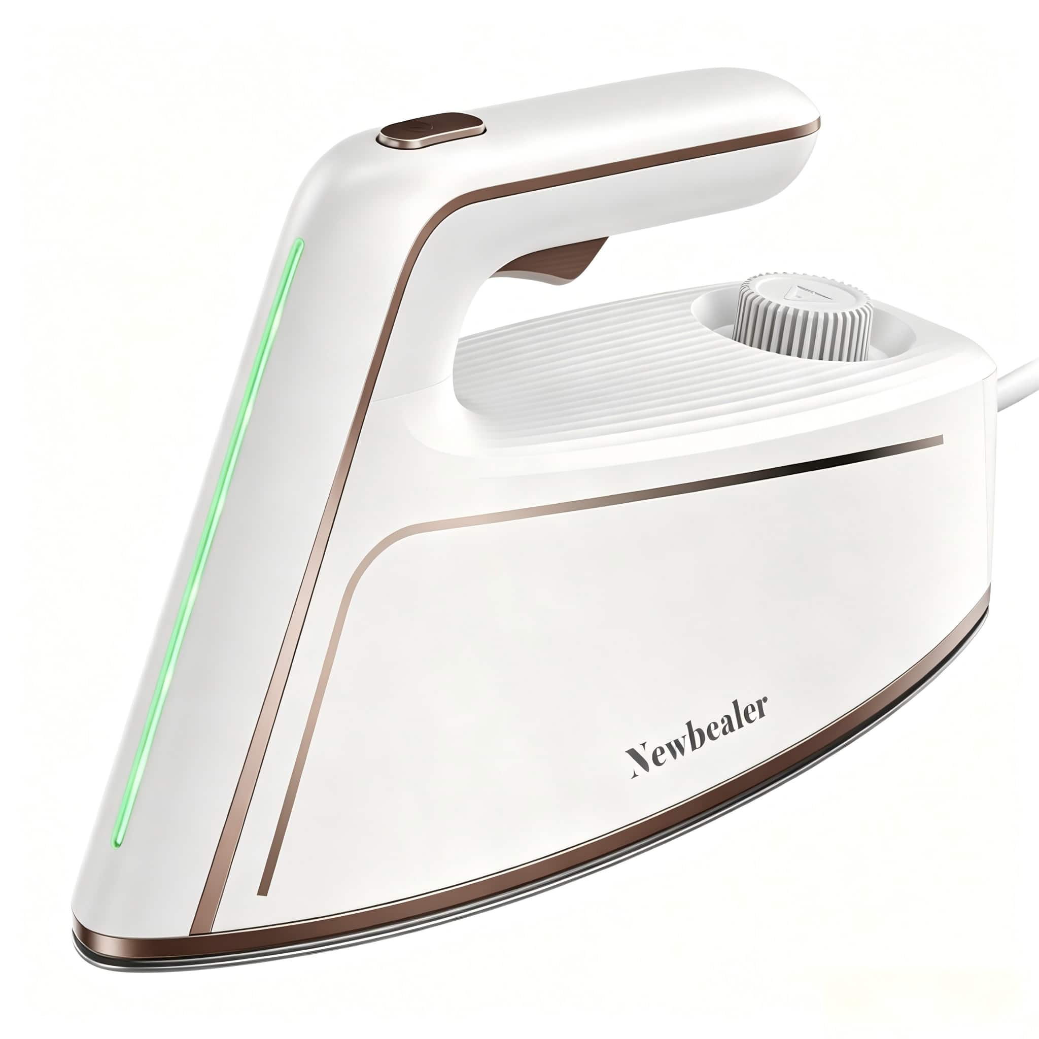 Front. Newbealer - 1500W High Pressure Steam Generator Iron, 5-Bar Garment Steamer with Ceramic Soleplate, 100g/min Steam for All Fabrics - Pearl White​.