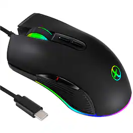 PO3TICJUNKI3 - Type C Mouse Mice Gaming Rgb Backlight Compatible With M@c Matebook Chromebook Omen Windows Pc Laptop And M - Wired - Black