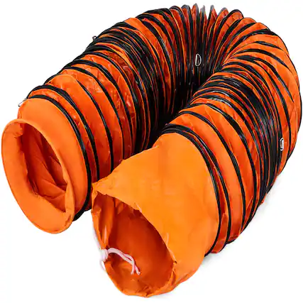 Front. VEVOR - 7.6 M/25 FT PVC Flexible Duct Hosing with S Hook and Steel Support Coils for 203 MM/8 Inch Diameter Exhaust Fan - Orange.