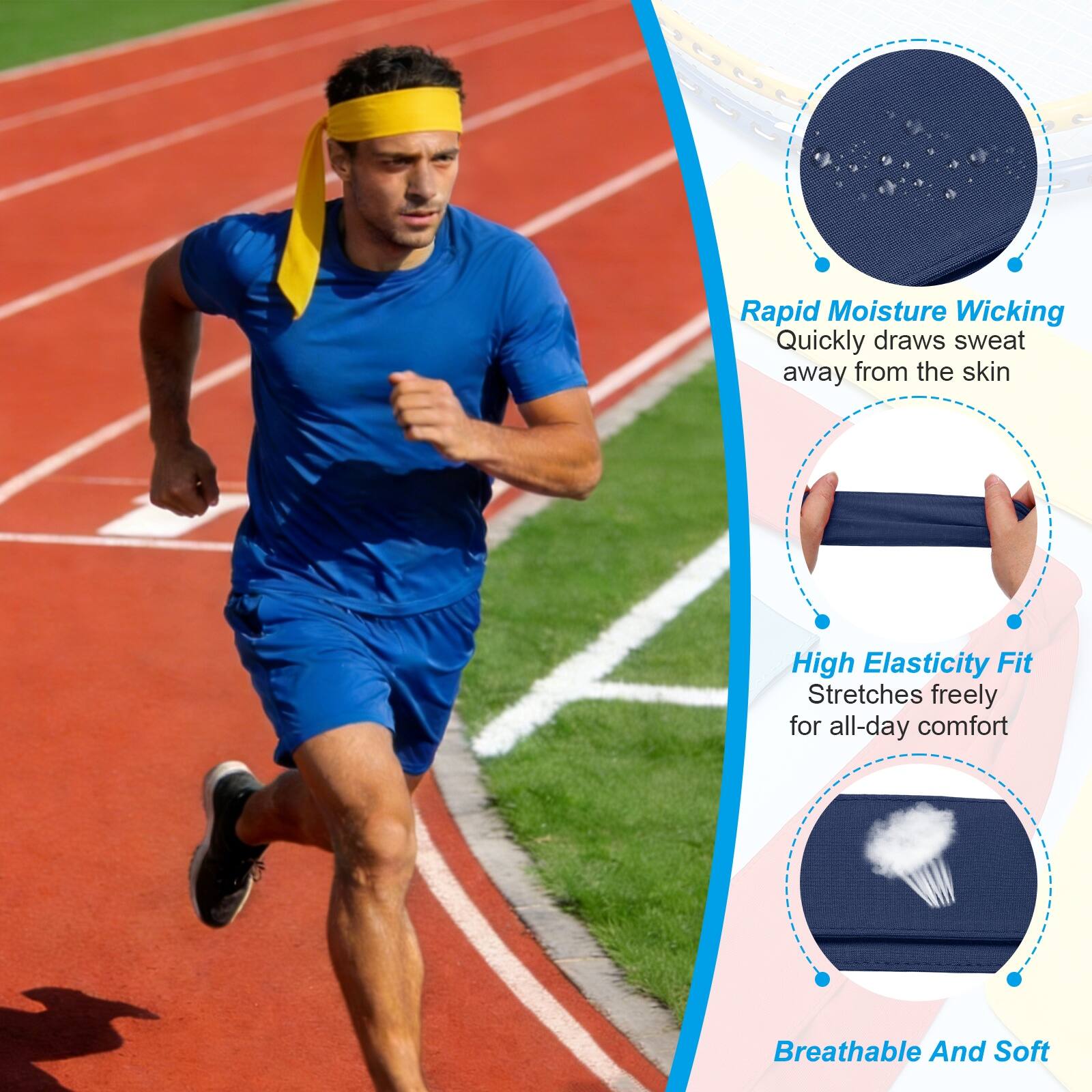 Rapid Moisture Wicking: Quickly draws sweat away from the skin  
High Elasticity Fit: Stretches freely for all-day comfort  
Breathable And Soft