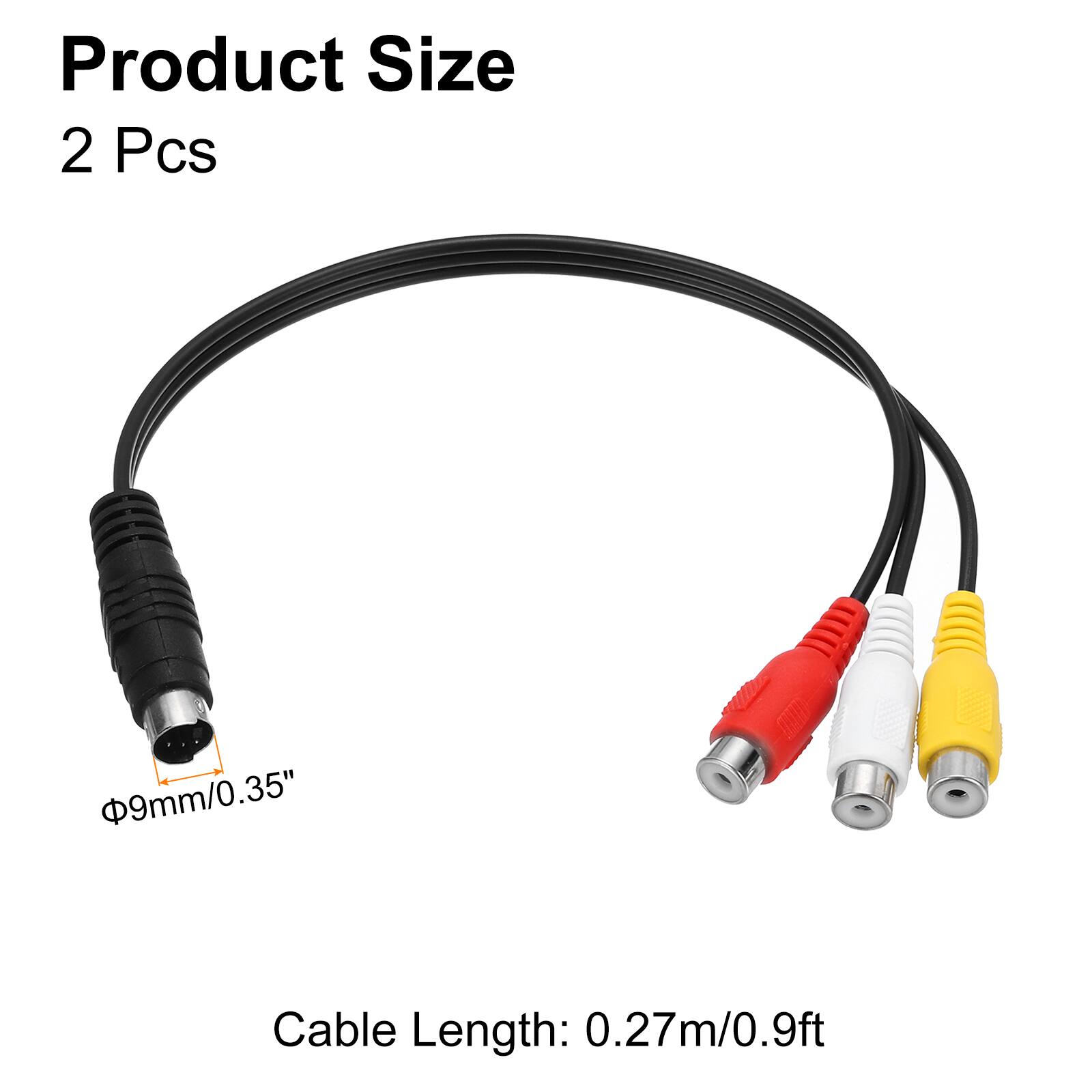 Product Size: 2 Pcs  
Cable Length: 0.27m/0.9ft  
Φ9mm/0.35"