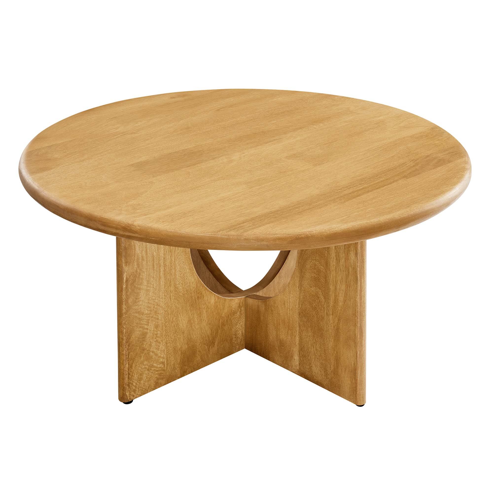 Angle. Modway - Rivian Round 34" Coffee Table by Modway - Oak.