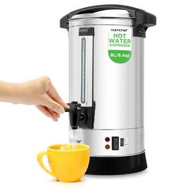 NutriChef - NCSTKTL8L 8L Electric Water Boiler & Hot Water Dispenser, Safety Lock, Non-Drip Tap - Silver