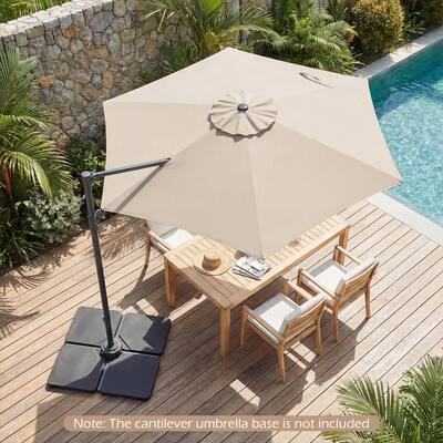 costway 10ft patio umbrella solar powered led 360degrees rotation beige 10 ft Cantilever with 32 Lights and 220 LBS Base-Dark Blue powered by a solar panel that offers about 6 Costway 10FT Patio Offset Umbrella
