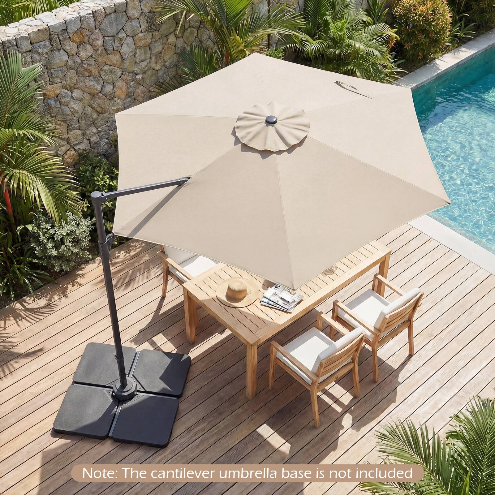 Note: The cantilever umbrella base is not included