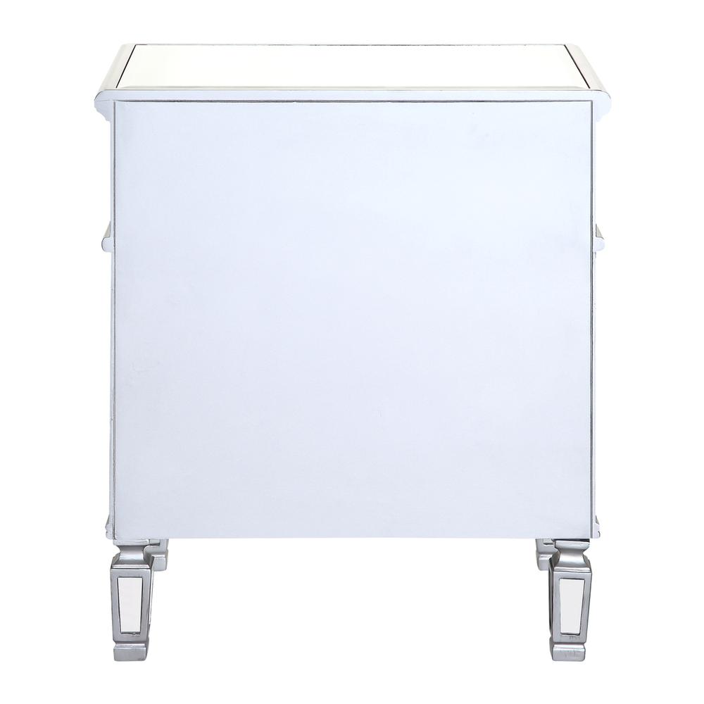 Angle. Elegant Decor - 1 Door Cabinet 24 in. x 16 in. x 27 in. in silver paint - Hand Rubbed Antique Silver.