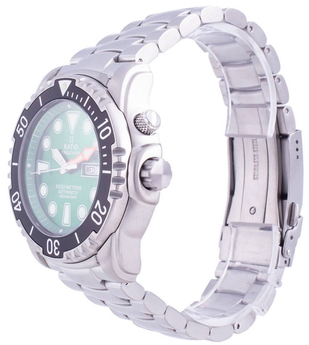 50 40 IT 10 RATIO FREEDIVER WED 1000 METERS AUTOMATIC HELIUM-SAFE 20 30 STEEL STAINLESS