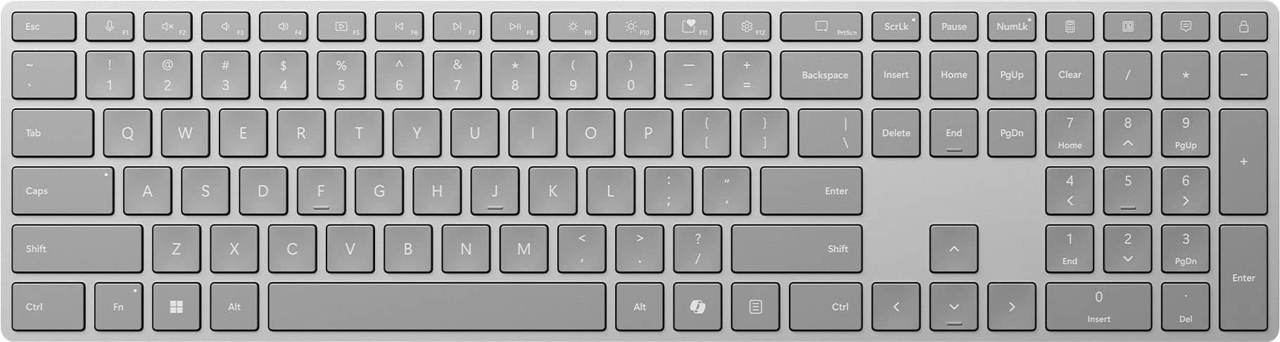 Microsoft - Surface Keyboard (2nd Edition) - Full-size Wireless - Silver - Front_Zoom