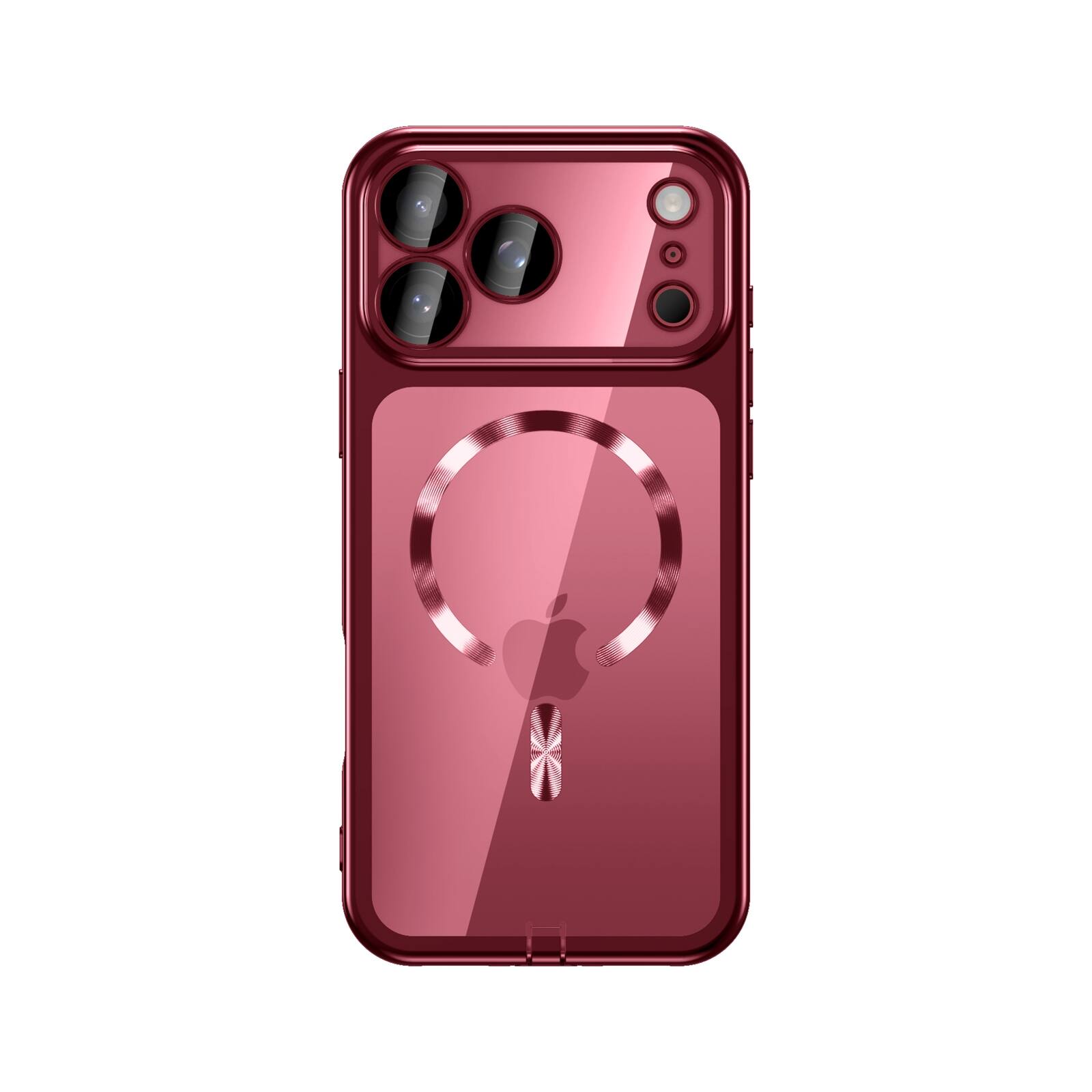 Angle. UUCOVER - Magnetic Clear Case for Apple iPhone 18 Pro Shockproof Plating TPU Compatible with MagSafe Camera Lens Protector Cover - Winered.