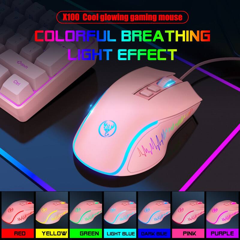 X100 Cool glowing gaming mouse

COLORFUL BREATHING LIGHT EFFECT

Shift Ctrl

RED YELLOW GREEN LIGHT BLUE DARK BLUE PINK PURPLE