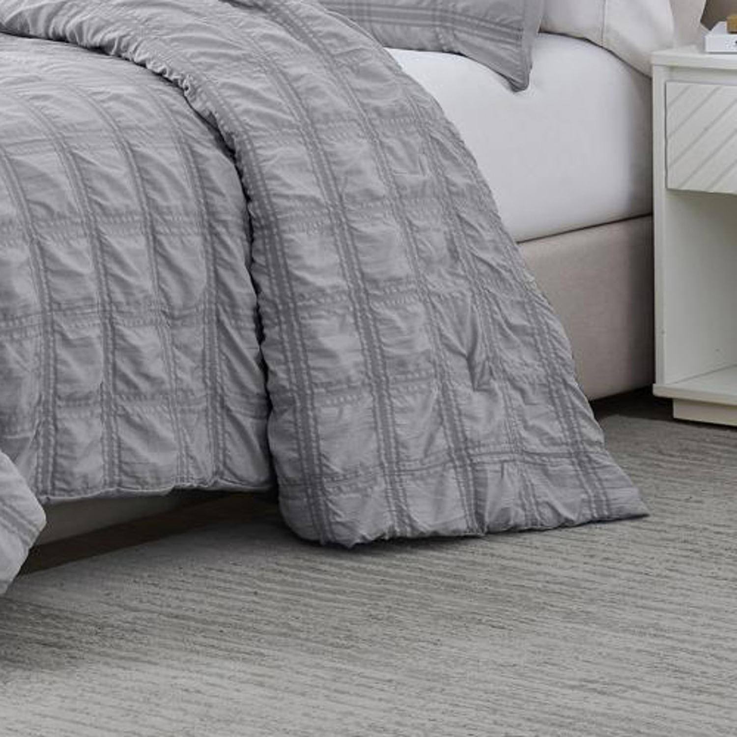Alt View 1. RT Designers Collection - Ramallah Eliza Seersucker Comforter Set - 4-Piece - King 86x102", Grey - grey.