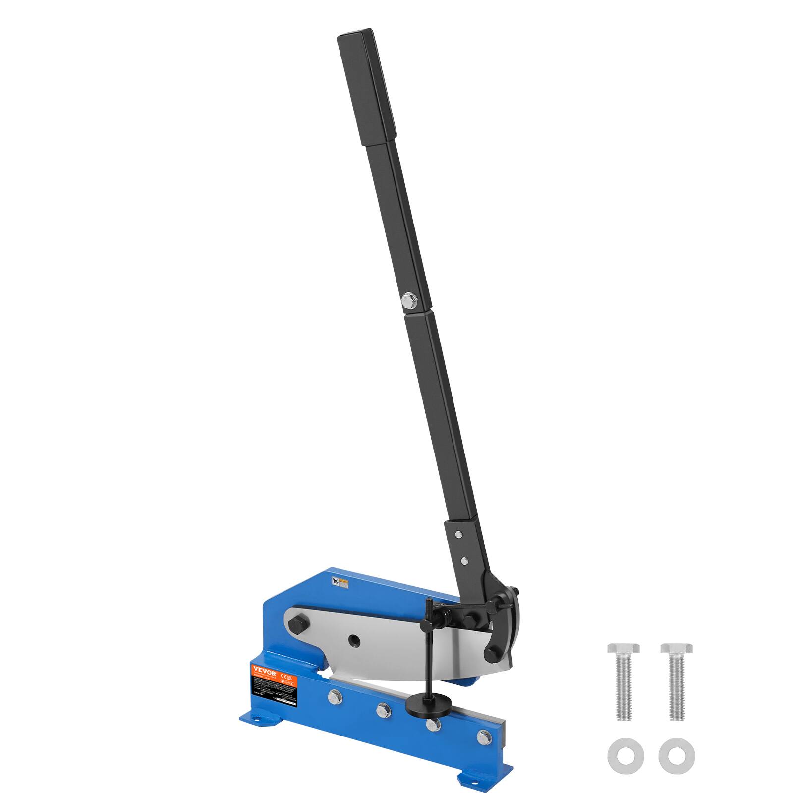 Front. VEVOR - 12" Manual Hand Plate Shear for Metal Sheet Processing, HS-12 Benchtop Cutter with Q235 Material - Blue.