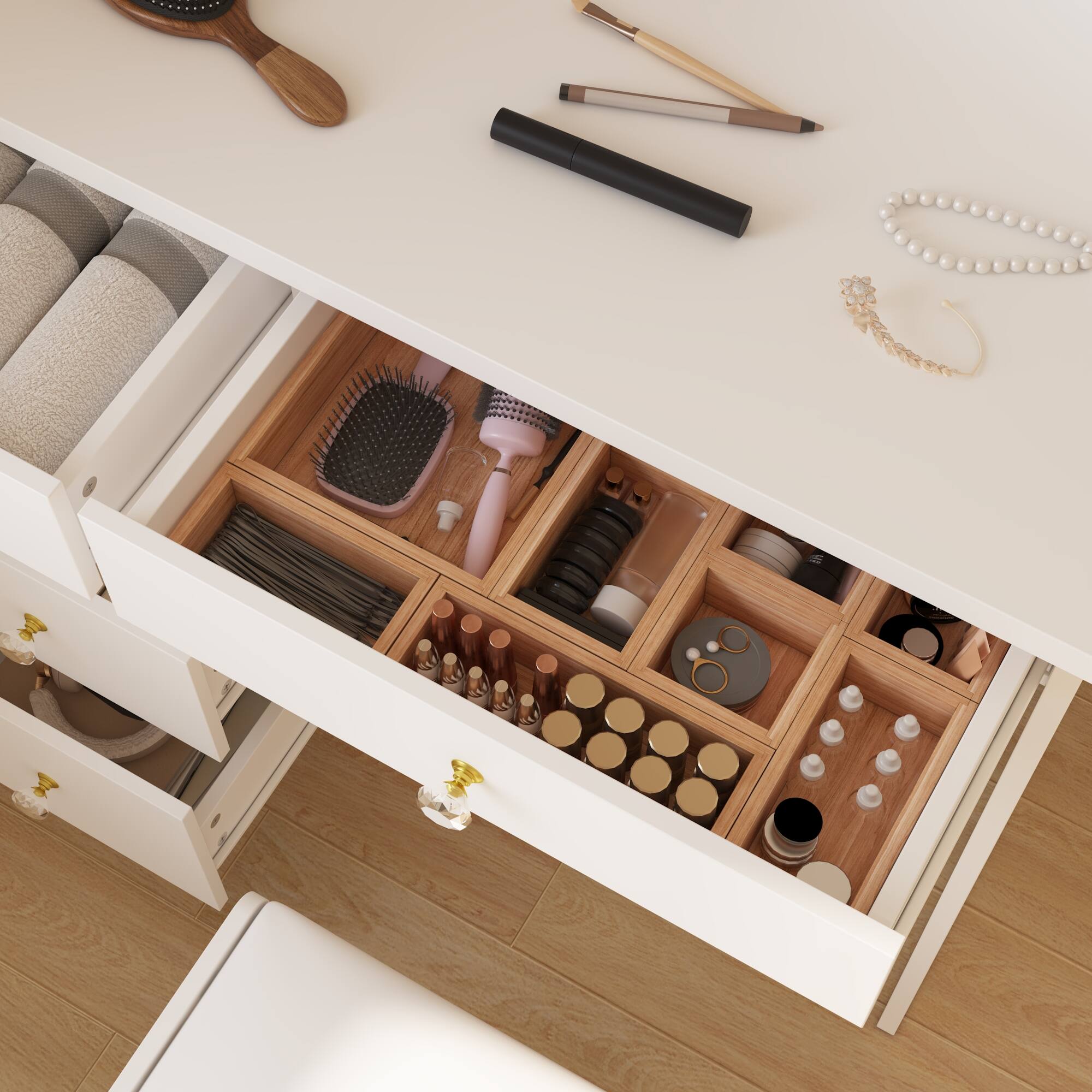 Alt View 2. Famapy - Multi - Functional Vanity Table & Dresser: All - in - One Beauty Hub with Smart Storage - White.