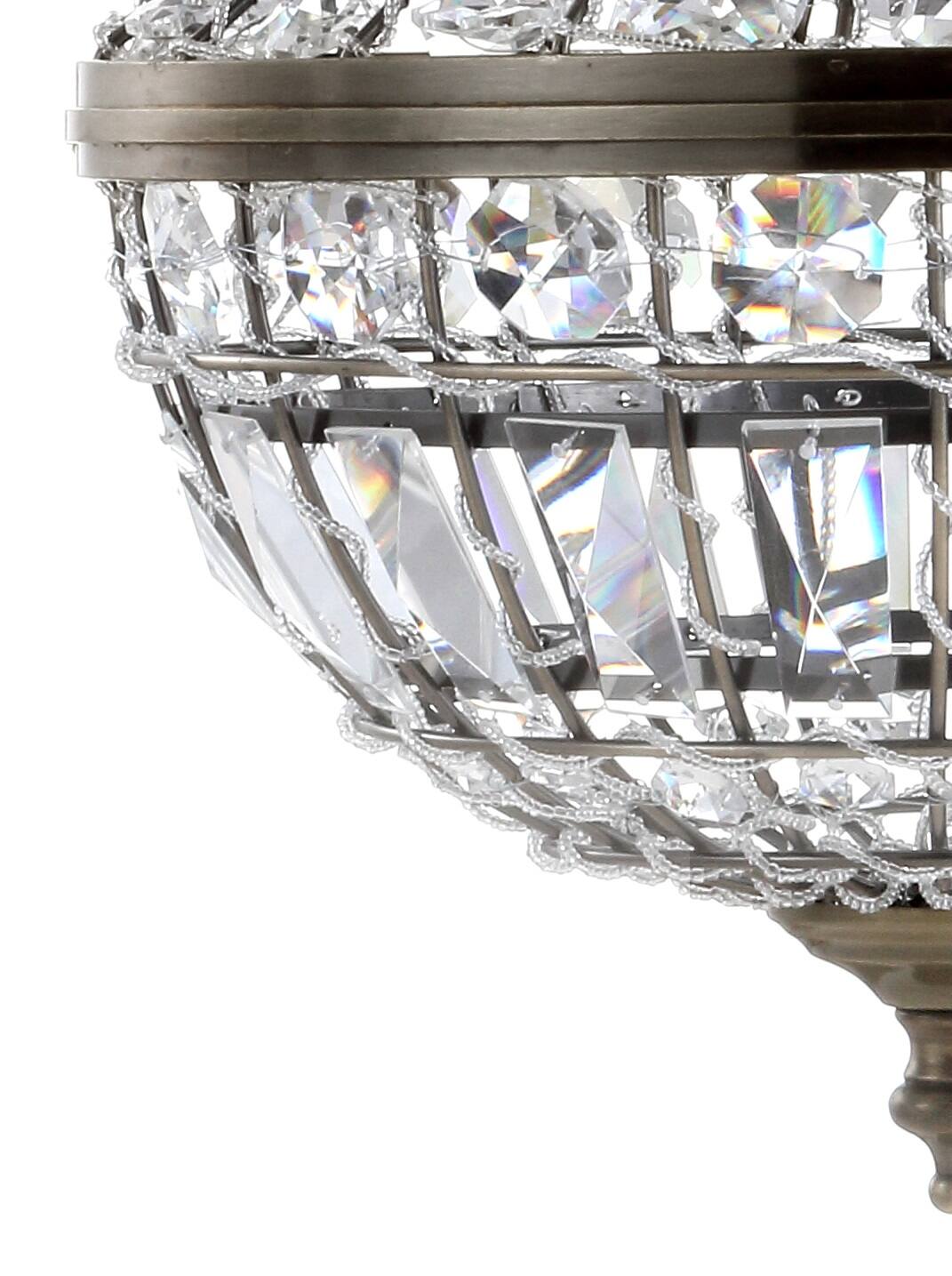 Alt View 4. Jonathan Y - Regina 10" Crystal/Metal Empire LED Pendant, Antique Brass - Antique Brass/Clear.