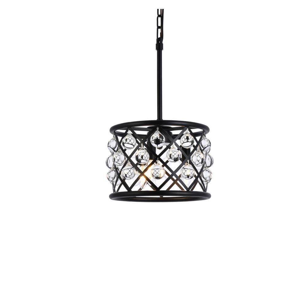 Alt View 4. Urban Classic - Madison 3 light Matte Black Pendant Clear Royal Cut Crystal - Matte Black.