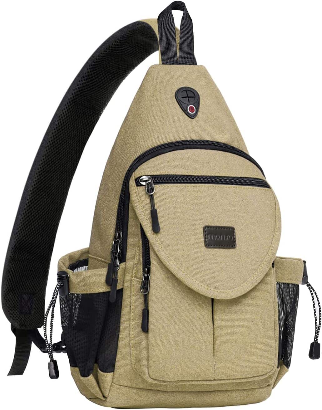 mosiso - Sling Backpack Canvas Crossbody Hiking Daypack Bag with Anti-theft Pocket - Khaki