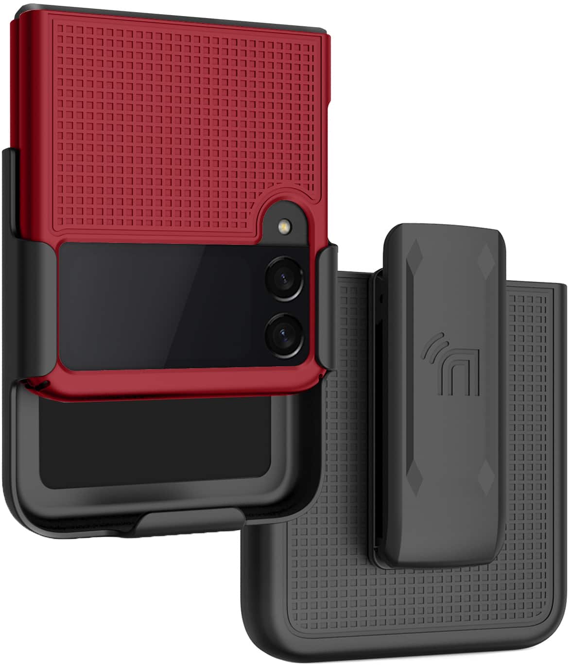 Nakedcellphone - Slim Case and Belt Clip Holster Combo for Samsung Galaxy Z Flip 3 Phone (SM-F711, 2021) - Red