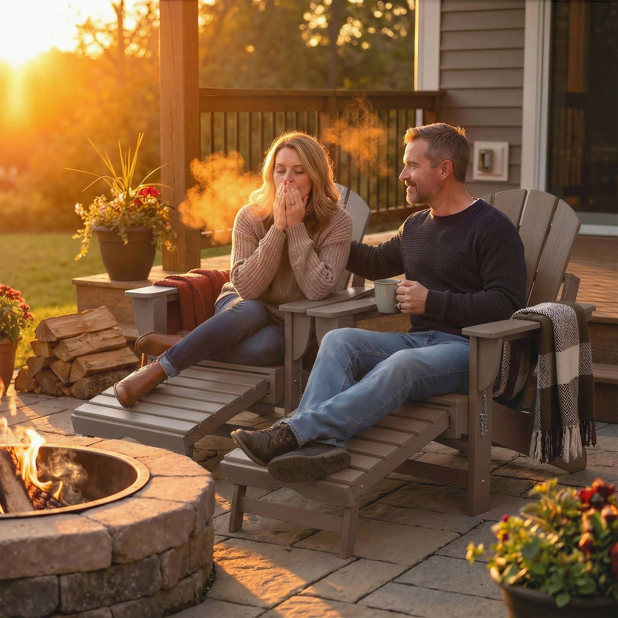 Alt View 1. Homcom - Folding Adirondack Chair Set of 2 - Brown.