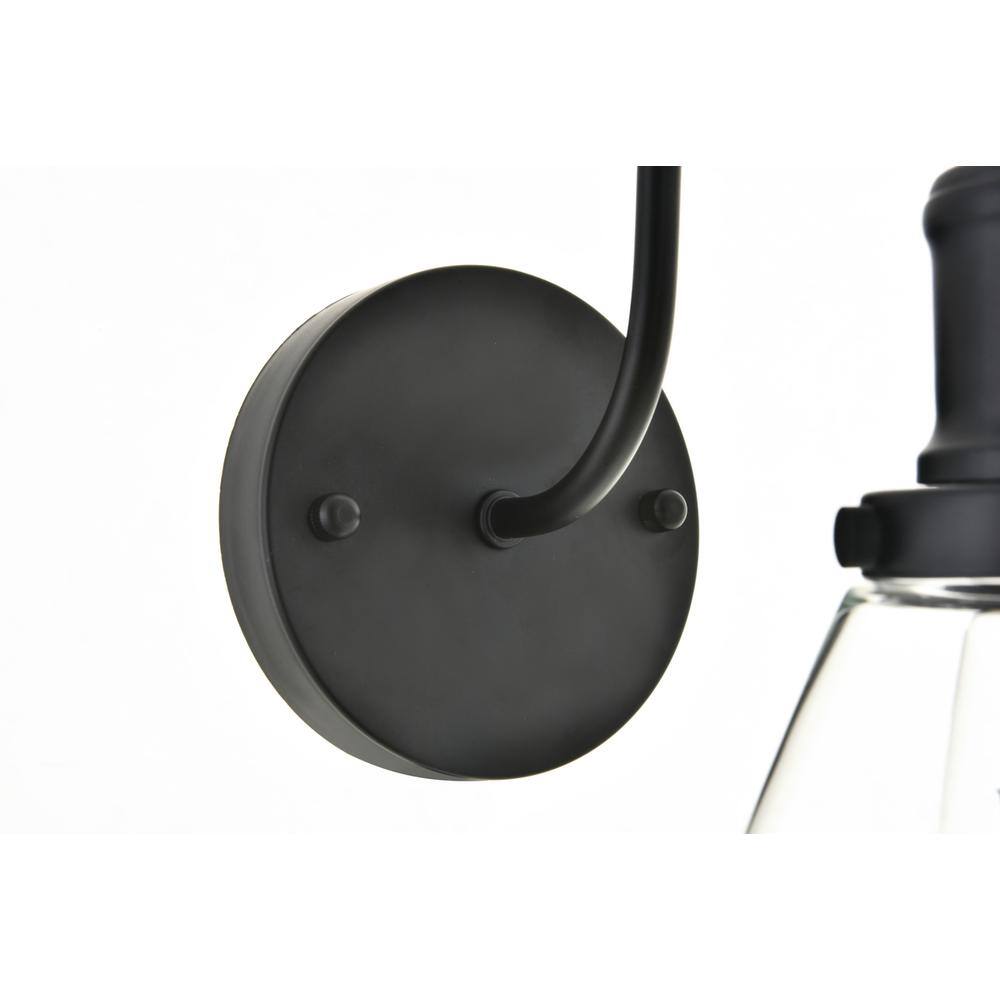 Back. Living District - Histoire 1 light black Wall Sconce - Black And Clear.