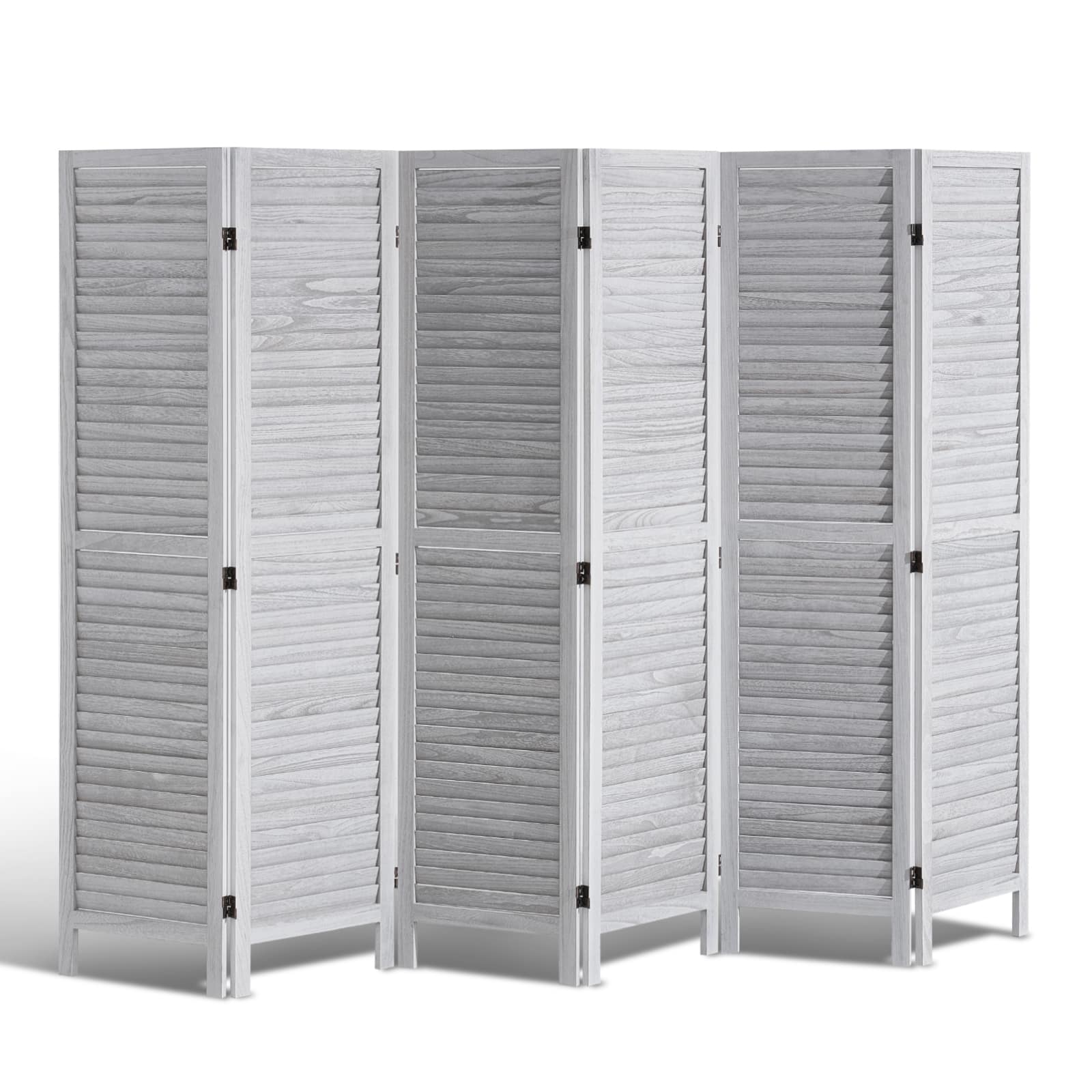 VEVOR - Wood Room Divider, 6 Panel Wood Folding Privacy Screen, 66.9 Inches Tall Indoor Louvered Wooden Partition - White price history on PriceWatchPro