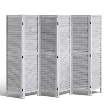 Front. VEVOR - Wood Room Divider, 6 Panel Wood Folding Privacy Screen, 66.9 Inches Tall Indoor Louvered Wooden Partition - White.