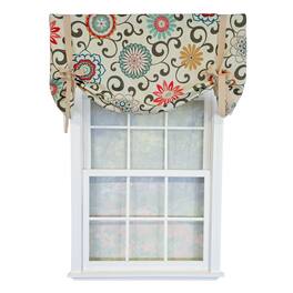 RLF Home - 100% Cotton Monterrey Tie-Up Fully lined Windows Rod Pocket Valance 50" x 23" - Cream