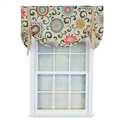 Front. RLF Home - RLF Home 100% Cotton Monterrey Tie-Up Fully lined Windows Rod Pocket Valance 50" x 23" Cream - Cream.