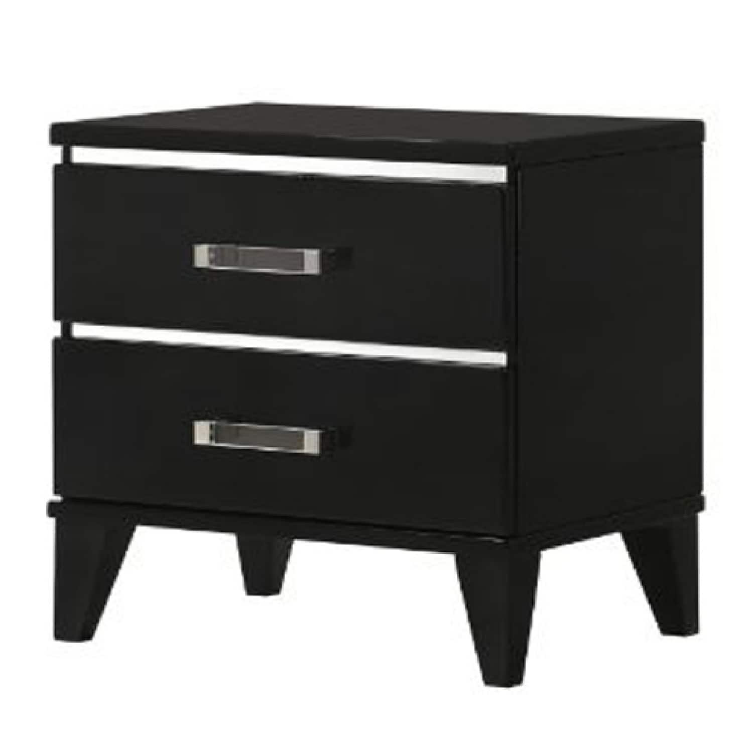 Manhattan Lane - Nightstand with 2 Drawers and Metal Trim - Black