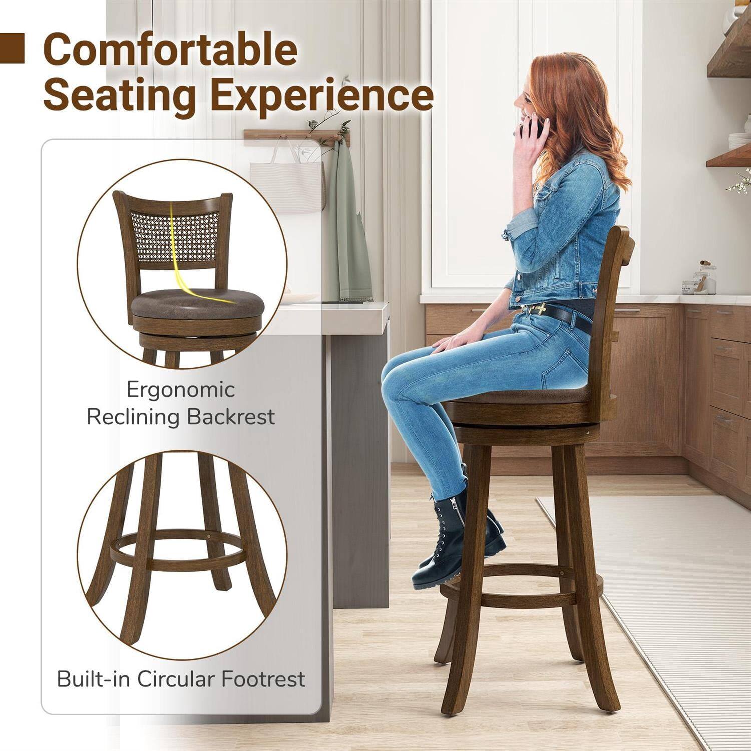 Comfortable Seating Experience

- Ergonomic Reclining Backrest
- Built-in Circular Footrest