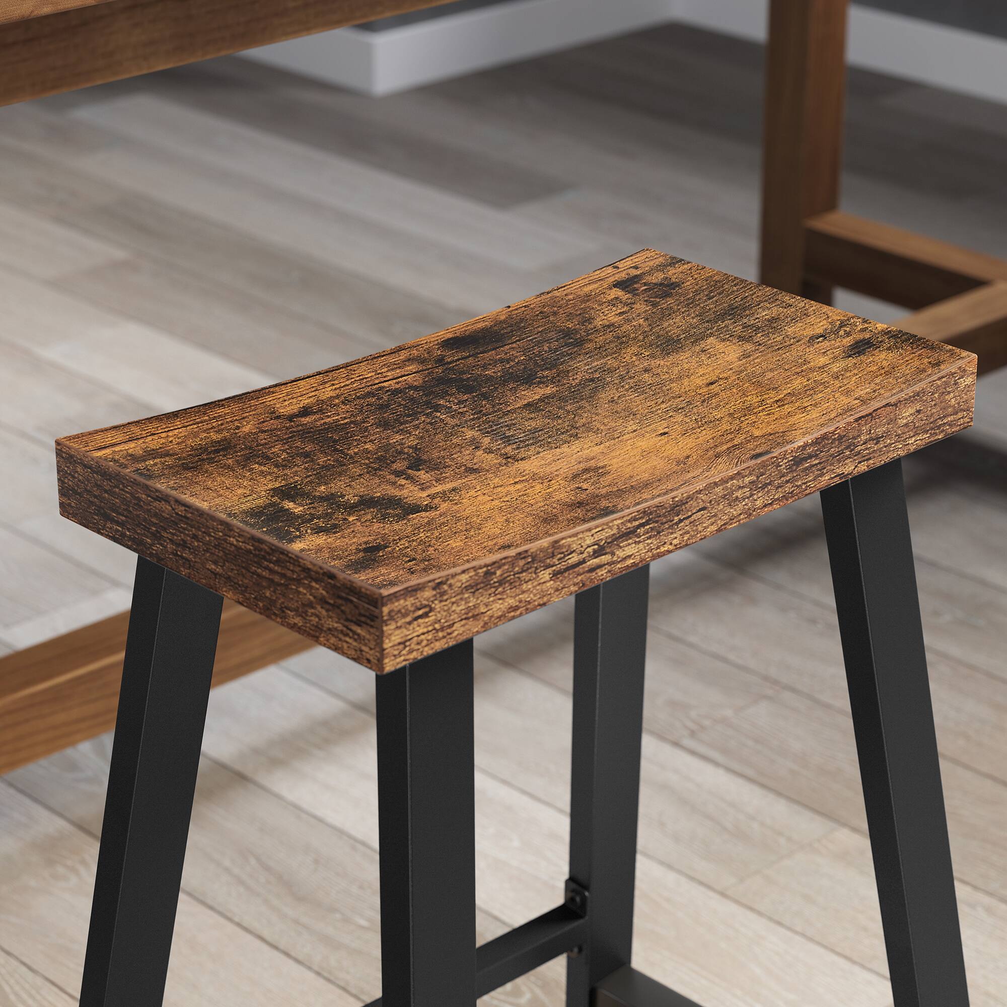 Alt View 1. Songmics Home - Bar Stools, Set of 2 Bar Chairs, Kitchen Breakfast Bar Stools with Footrest, 23.6 Inches High, Industrial in Living Room - Rustic Brown and Black.