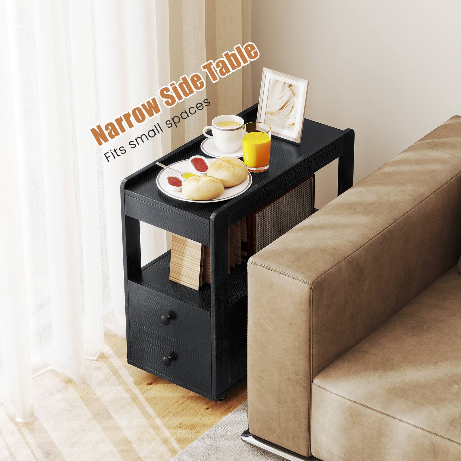 Narrow Side Table  
Fits small spaces