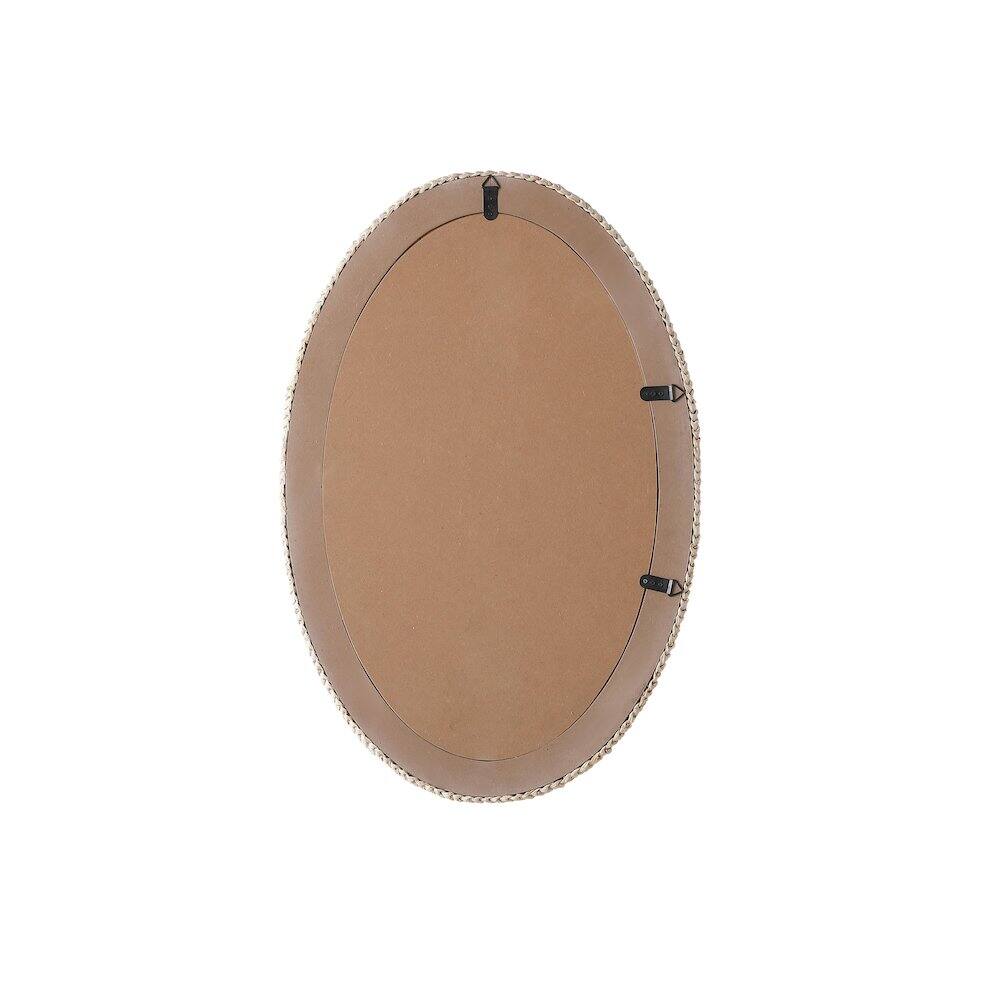 Angle. Elegant Decor - Oval Cornhusk Mirror 24x36 in Linen White - Linen White.