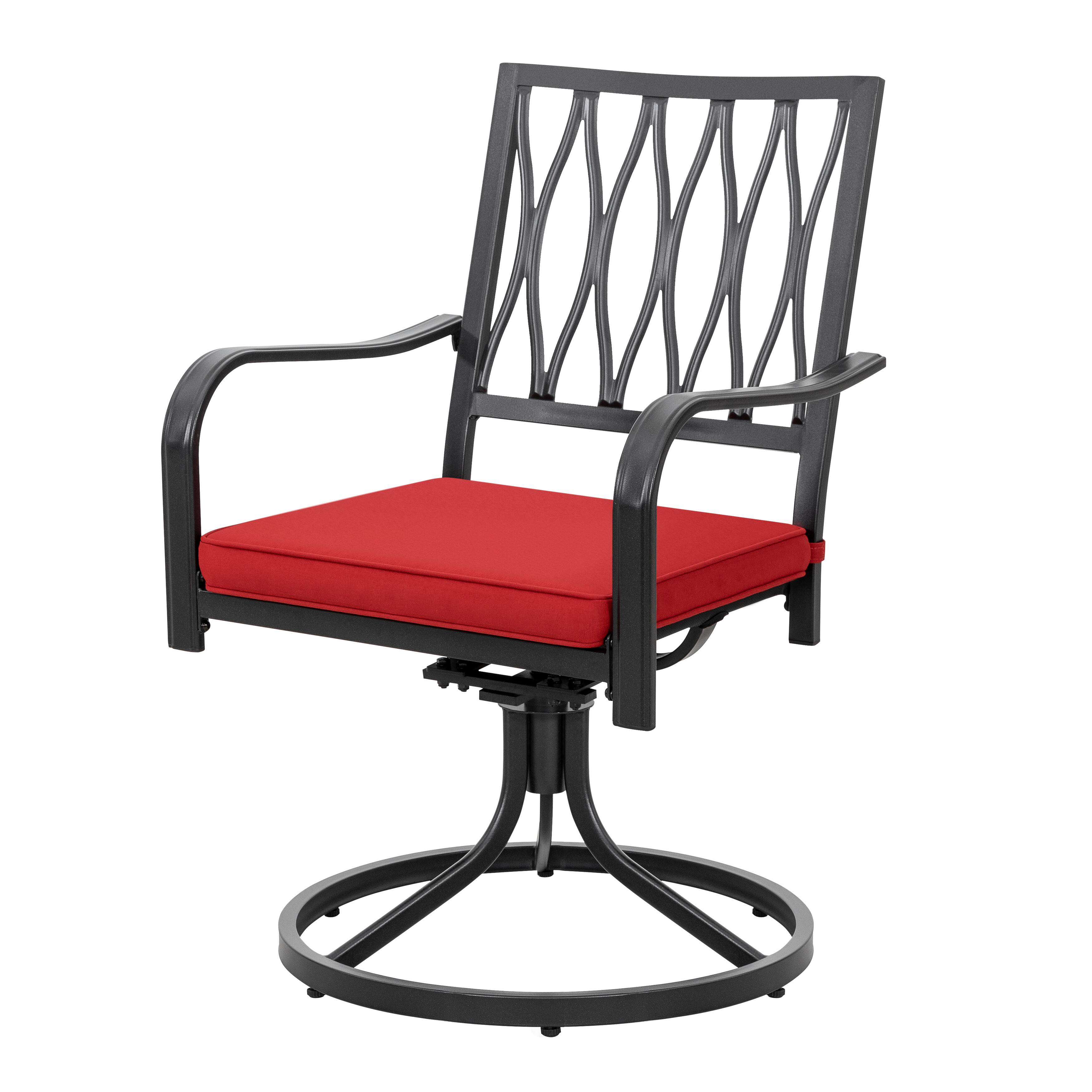 Alt View 8. Nuu Garden - 2-Piece Metal Swivel Patio Chair Set with Removable Red Olefin Cushions - Black and Red.