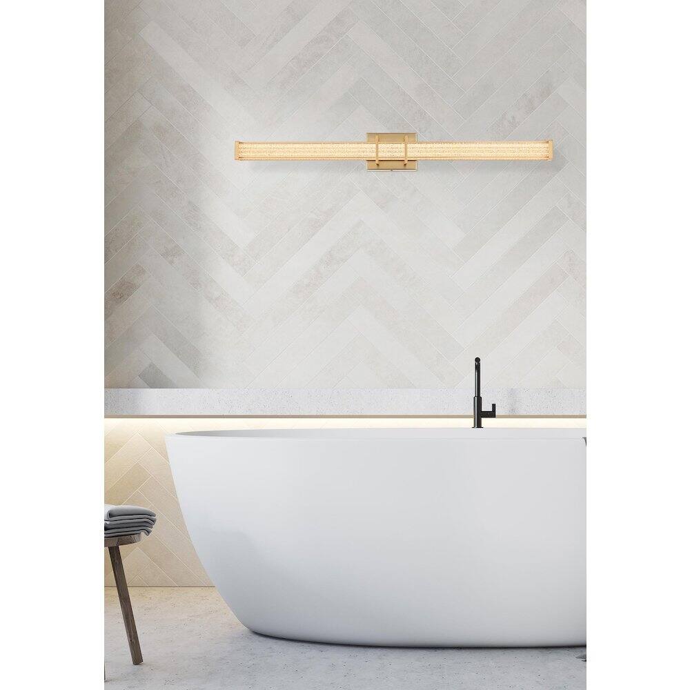 Alt View 5. Living District - Ivaan 36 Inch Led Wall Sconce In Satin Gold - Satin Gold.