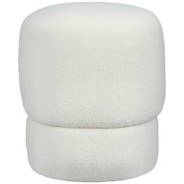 Homcom - Modern Round Teddy Fleece Ottoman Foot Stool w/ Padded Seat - White
