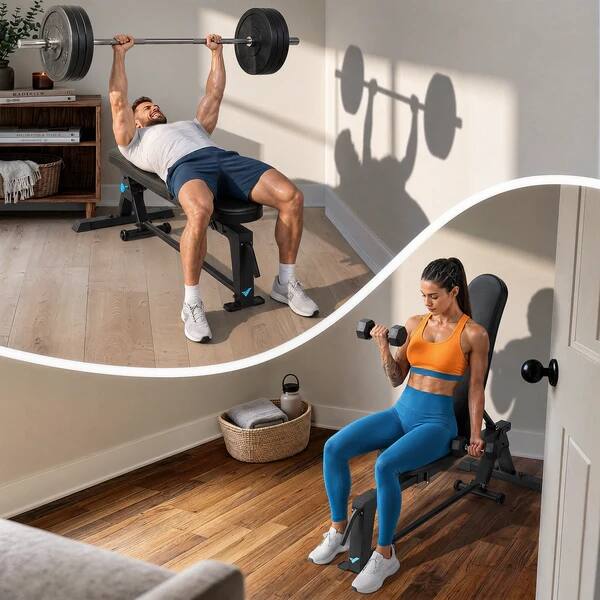 Alt View 3. MERACH - MERACH P14 Foldabl Weight Dumbell Bench for HomeGym with 1100 LBS,5 Back & 2 Seat Positions Adjustable - Black.