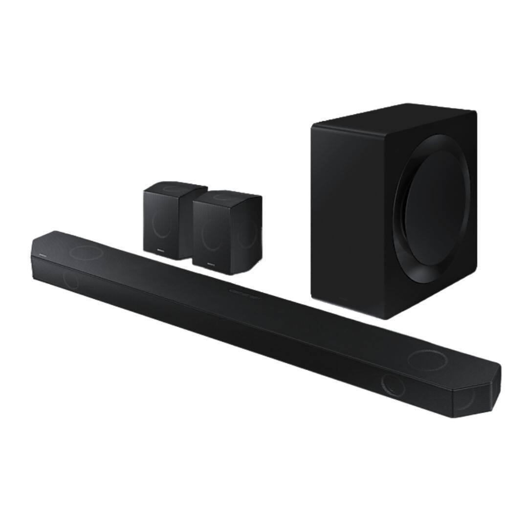 Back. Samsung - SAMSUNG Q990D 11.1.4ch Soundbar with Wireless Dolby Atmos Audio, Rear Speaker - Black.