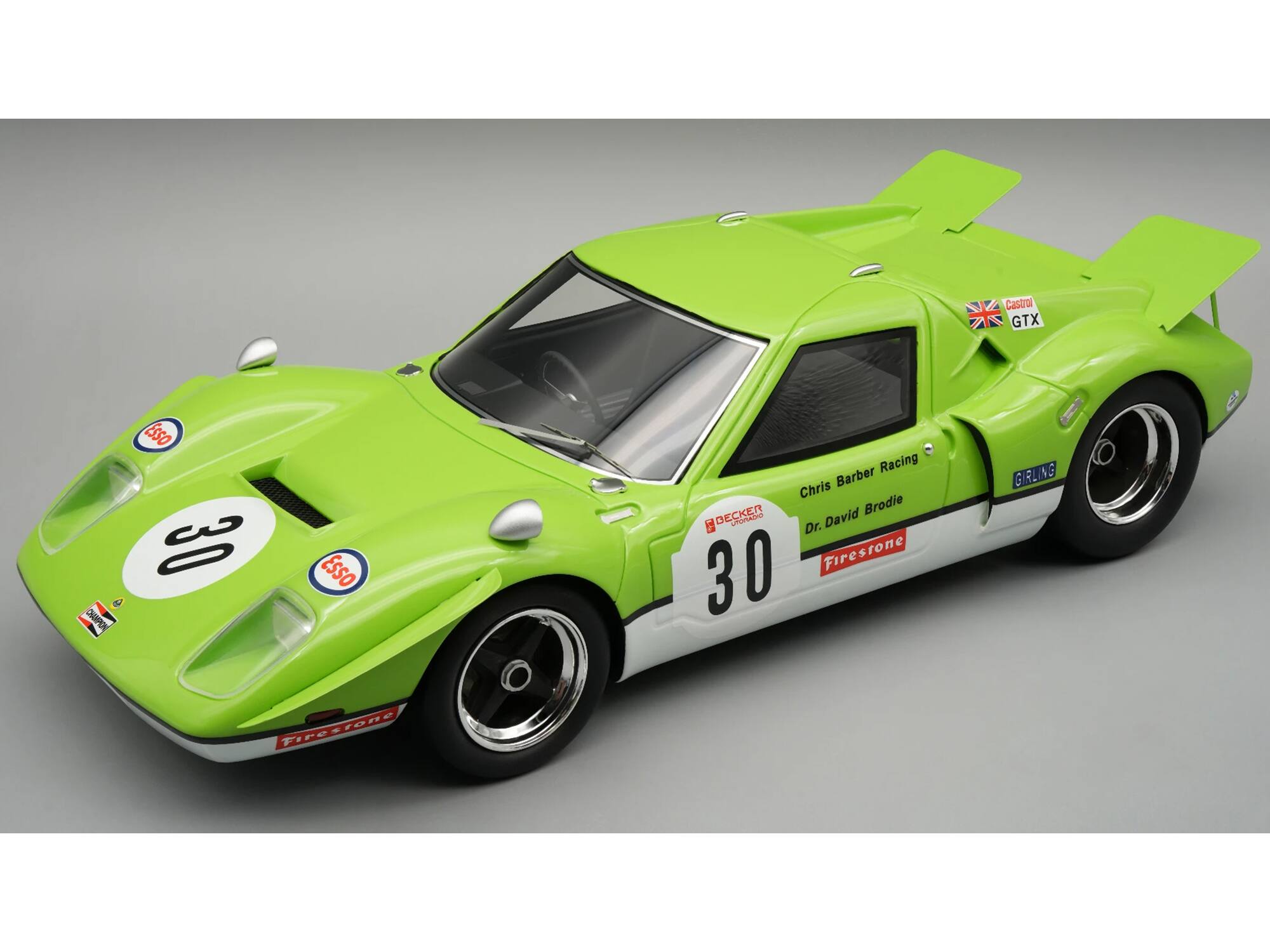 NN Castrol GTX  
Esso 30 9 CHAMPION  
Esso  
Racing Barber Chris BECKER Brodie S LIMOVERGIO Dr. David Firestone 30  
GIRLING  
Firestone