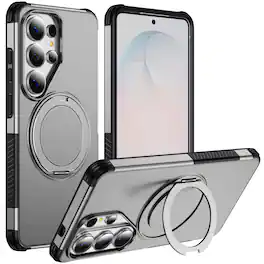 UUCOVER - Magnetic Case for Samsung Galaxy S26 Ultra,Shockproof TPU+PC Case Rind Holder Stand Case Compatible with MagSafe Cover - Silver