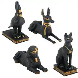Pacific Trading - Black Ancient Egyptian Animals Figurines Set of 4