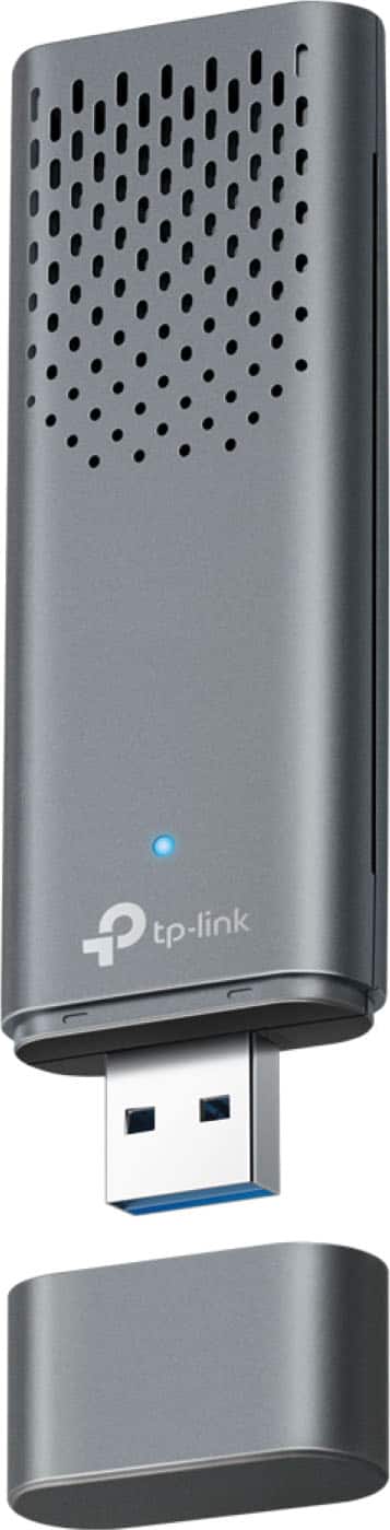 Front. TP-Link - Archer TBE3600U Dual-Band BE3600 3.6 Gbps Wi-Fi 7 Wireless Ultra-Fast USB 3.0 Adapter with Advanced WPA3 Security - Gray.