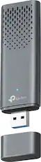 Front. TP-Link - Archer TBE3600U Dual-Band BE3600 3.6 Gbps Wi-Fi 7 Wireless Ultra-Fast USB 3.0 Adapter with Advanced WPA3 Security - Gray.