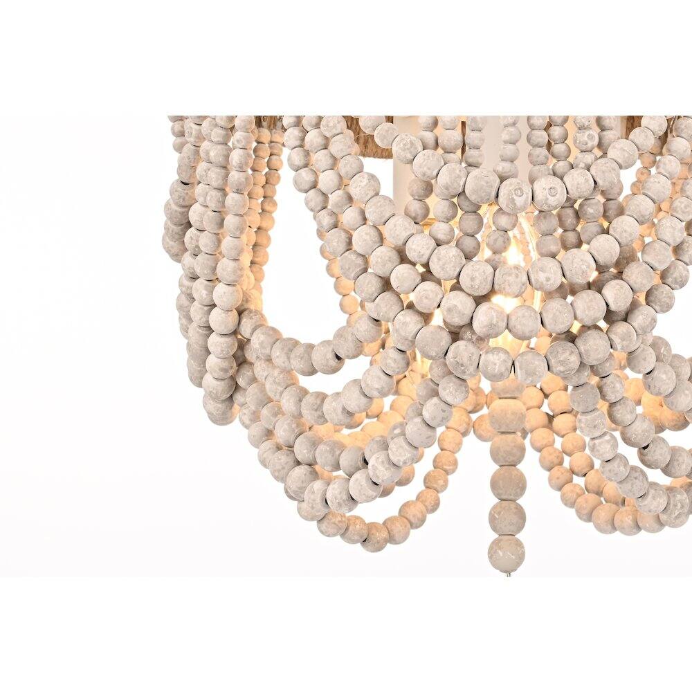 Alt View 2. Living District - Jolie 12 Inch Beaded Flush Mount Ceiling Light In Antique White - Antique White.