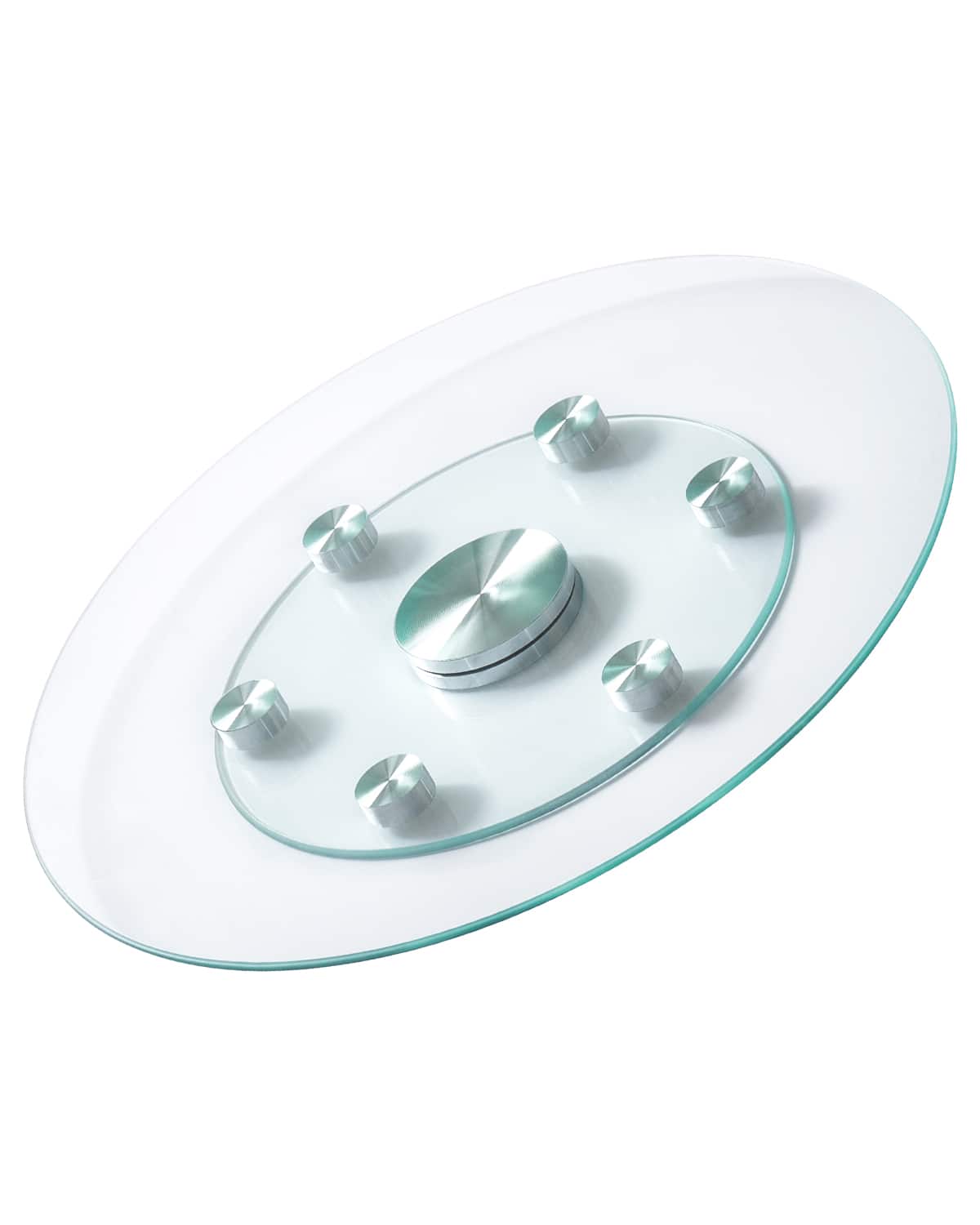 VEVOR - 24 in Glass Lazy Susan Turntable, Tempered Glass Dining Table Centerpiece with 6 Rotating Wheels, 360° Spin Tabletop - Transparent